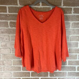Chicos The Ultimate Tee Orange  T-Shirt 3/4 Sleeve SZ 3 (XL) NWOT Soft Casual